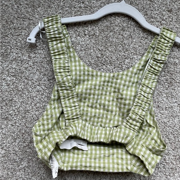 Zara Checkered Green & White Crop Top - Picture 2 of 5